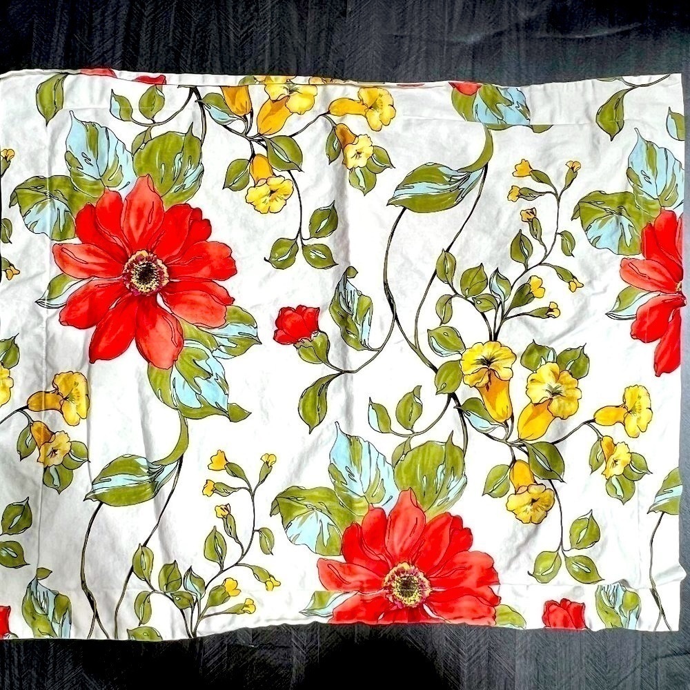 POTTERY BARN Sophia Standard Pillowcase Sham Red Orange Poppy Flower HTF RARE
